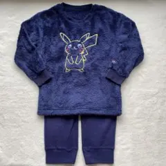 ピカチュウ刺繍 ネイビーフリースパジャマ 120cm