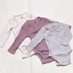 H&M 前開き リブロンパース ボディスーツ 3枚セット 74サイズ 6~9m