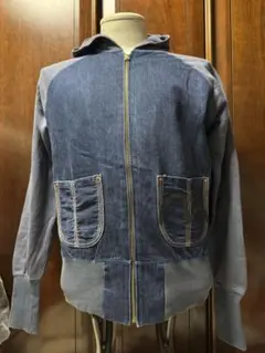 EVISU エヴィスYAMANEデニム切替 カモメプリント パーカー コットン 