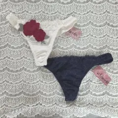 M アブソール２枚セット　ホワイト刺繍&ネイビーのサムネイル