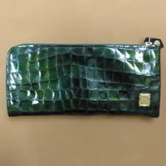 efffyエフィー クロコダイル型押しレザー 長財布 グリーン - メルカリ