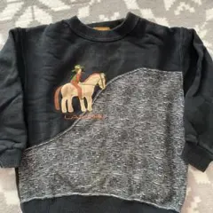 LANCEL馬と騎手刺繍の黒スウェットトレーナー