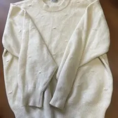 RAIKA アイボリー クルーネックニット　重量約450g 高級カシミヤ100%