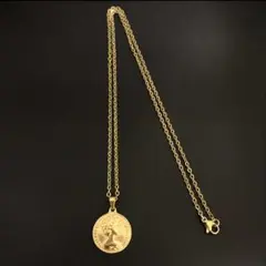 1本　コインネックレス　アズキチェーン　ステンレス　ゴールド　50cm