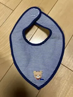 ミキハウス　スタイ　美品　ストライプ　くまさん
