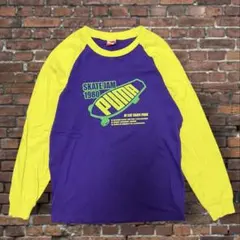 PUMA プーマ ラグラン ロンT 紫×黄 SKATE JAM ストリート 古着