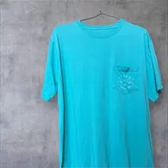 【OVER UNDER 】ポケット付きTシャツ ターコイズ　Mサイズ 古着　海外