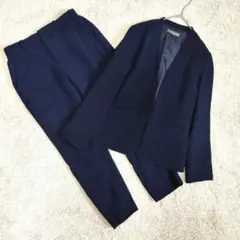 UNITED ARROWS レディーススーツ ノーカラー 紺 セットアップ 上下