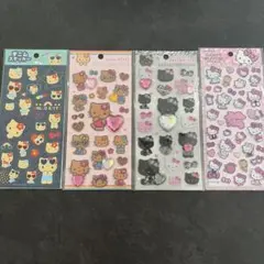 ハローキティ　キャンディーグリッター　デニム ラインストーン シール ４枚セット