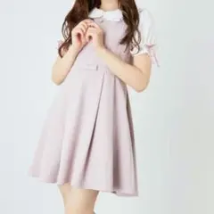 Ank Rouge 配色フレアワンピース ピンク