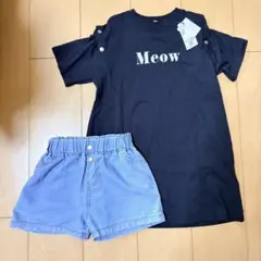 Meow 半袖Tシャツ デニムショートパンツ セット 120のサムネイル