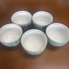 陶器製 湯飲み 5個セット 花柄