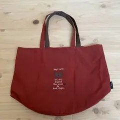 猫柄赤い丸型トートバッグ