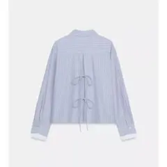 【新品】ZARA バックリボン クロップドシャツ ストライプ ショート ブラウス