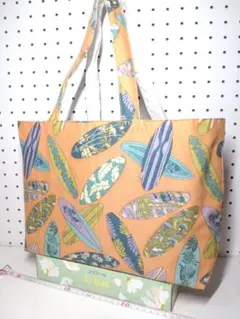 トートバッグ サブ エコ リバーシブル ハワイ サーフボード 花 ハンドメイド