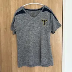 スポーツTシャツ レディース M グレー Vネック 速乾素材 トレーニング