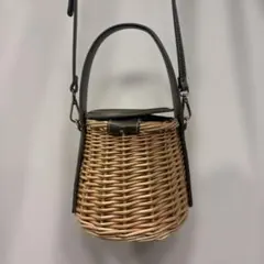 ZARA オリーブ色 かごバッグ 小型　2way ショルダーバッグ