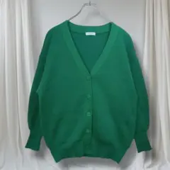 a.v.v アーヴェヴェ カーディガン Vネック 緑 M ゆったり 体型カバー