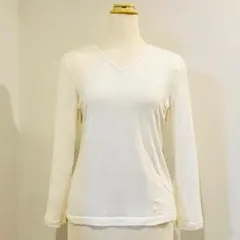 イヴサンローラン ポリノジック混 Vネック 長袖Tシャツ オフホワイト Mのサムネイル