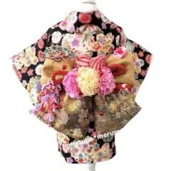 犬服 ハンドメイド 着物 XSサイズ 花柄 黒