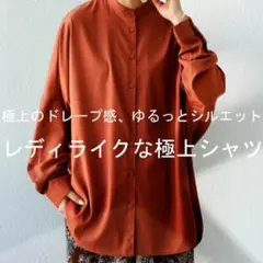 ANTIQUA レディライクな極上シャツ ドレープシャツ テラコッタのサムネイル