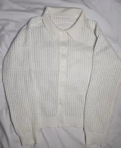 無印良品 洗えるメッシュポロカーディガン XL オフ白