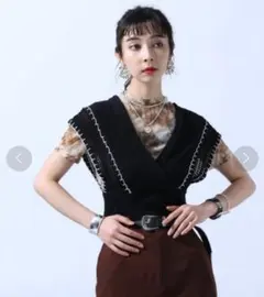 HARE ハンドステッチバックリボンニットベストのサムネイル