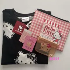 【新品未使用】ハローキティギャルキティ日焼けキティ半袖Tシャツ ポーチ おまけ付