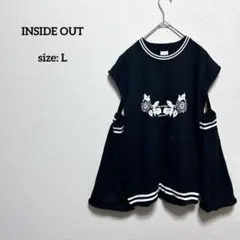 韓国風ファッション スウェット L 薔薇プリント 腕出し ブラック 地雷系