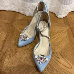 Sniidel 水色 ビジュー付きパンプス　Mサイズ