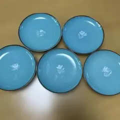 【美品】たち吉 ターコイズブルー 銘々皿・取り皿 5枚セット（絵変わり）のサムネイル