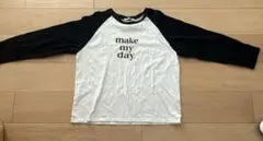 ラグラン ロンT 長袖Tシャツ 黒　レトロガール