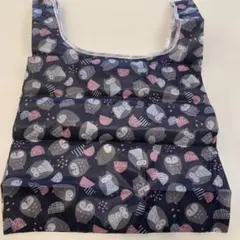 【新品未使用】フクロウ柄 ネイビー エコバッグ