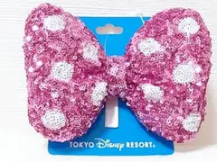 ディズニーランド　ミニー　リボン　スパンコール　ヘアゴム　ピンク　ミニーの日