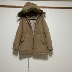 ベージュファー付きモッズコート　茶色　ダウンジャケット