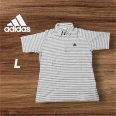 adidas ゴルフ メンズ ストライプ ポロシャツ Lサイズ