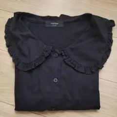 DARPHIN ブラック フリル付き長袖シャツ