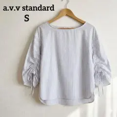 a.v.v standard ストライプ 袖リボン ブラウス S