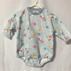 サンリオ キャラクターズ ペコちゃん 水色 ロンパース 70cm 花 総柄