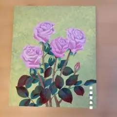 最高級プラチナ箔で青薔薇　超美品！値下げ交渉あり。アクリル画　絵画 最高級プラチナ箔で箔押ししをした青薔薇を描きました #プラチナ箔