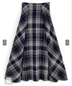 ツイードチェックフレアロングスカート[tu1431] ネイビー