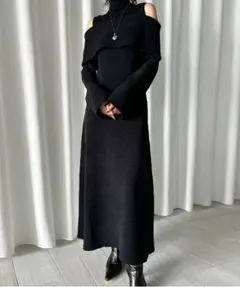 新品【Ameri】 UND OFF SHOULDER KNIT DRESS