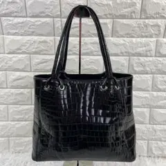 ナイルクロコダイル、ハンドバッグ、シャイニングブラック