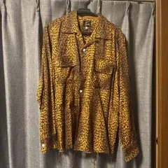 レオパード柄 100%リネン 長袖シャツ