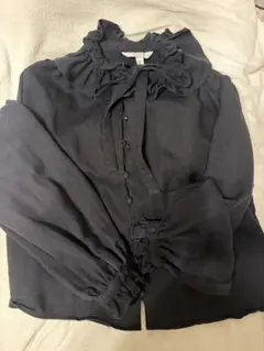 H&M フリルブラウス ブラック 黒 長袖