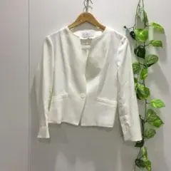 美品 アンタイトル ノーカラー ジャケット 1ボタン 白 日本製 M 2