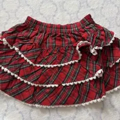 ミメゾピアノ赤と緑のチェック フリルスカート