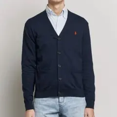 美品 ポロ ラルフローレン ピマコットン ニット カーディガン ネイビー M