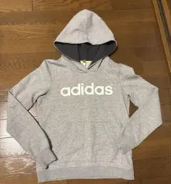 adidas グレー パーカー 150 JL フード付き 毛玉なし スポーツ