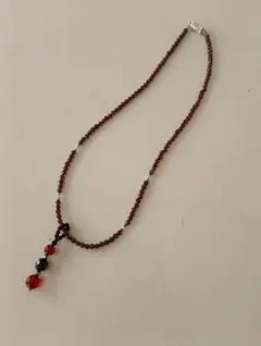 ヴィンテージ レッドストーン ステーションネックレス 48cm シルバー 